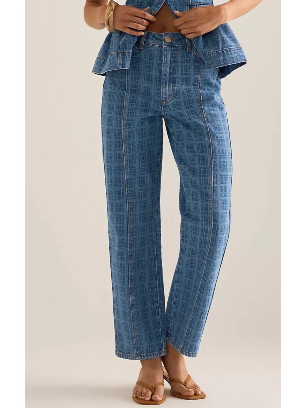 Damson Madder Tovie Laser Check Jeans UK 8 (US 4) Straight Leg Crop 90’s Y2K